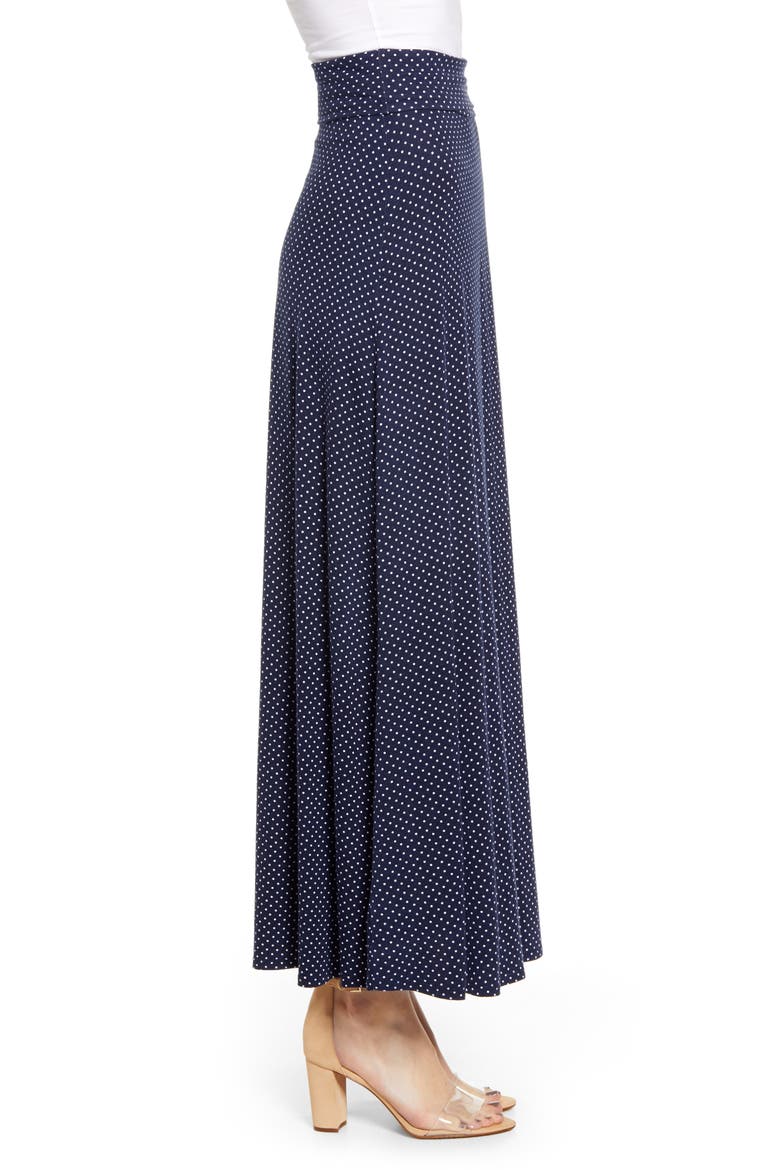 Roll Top Maxi Skirt, Alternate, color, NAVY/ IVORY