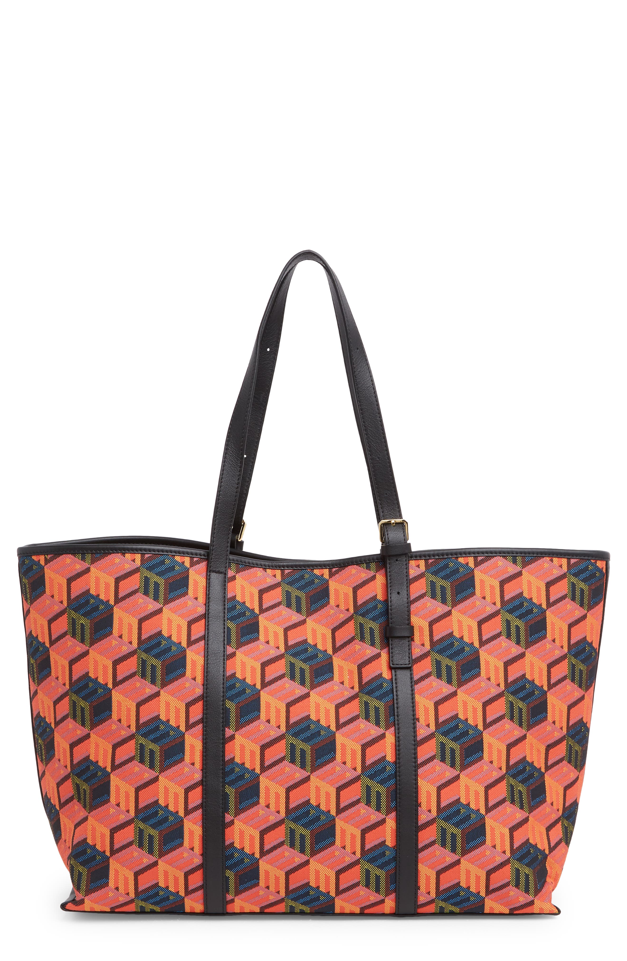 MCM Cubic Logo Jacquard Shopper Tote Bag, Main, color, 