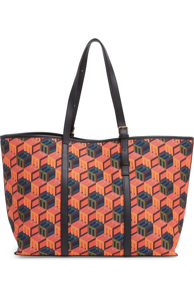 MCM Cubic Logo Jacquard Shopper Tote Bag, Main, color,