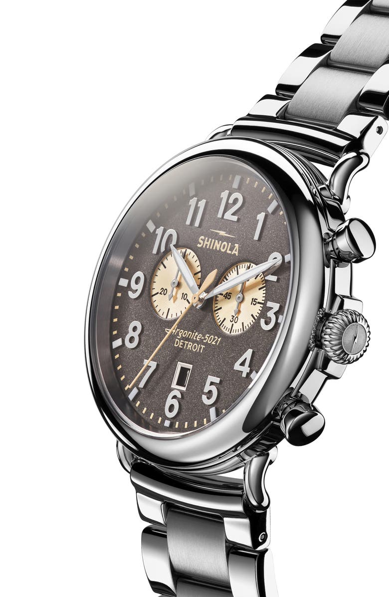 Shinola 'The Runwell Chrono' Bracelet Watch, 47mm, Alternate, color, Silver/ Grey/ Cream/ Silver