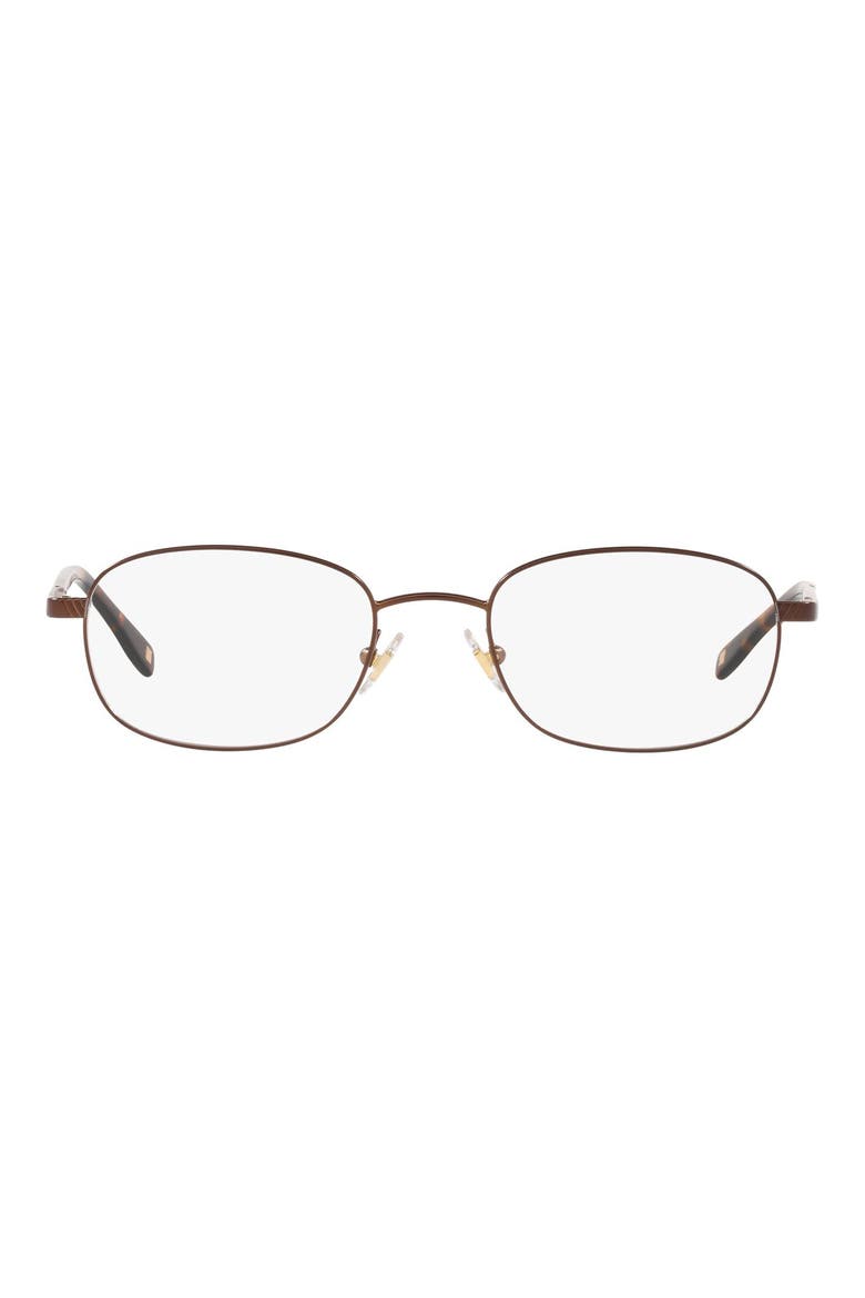 57mm Round Optical Glasses, Main, color, SATIN DARK BROWN/ DEMO LENS