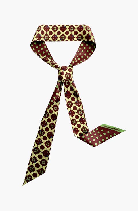Silk Skinny Scarf Of Polka Dot Bloom