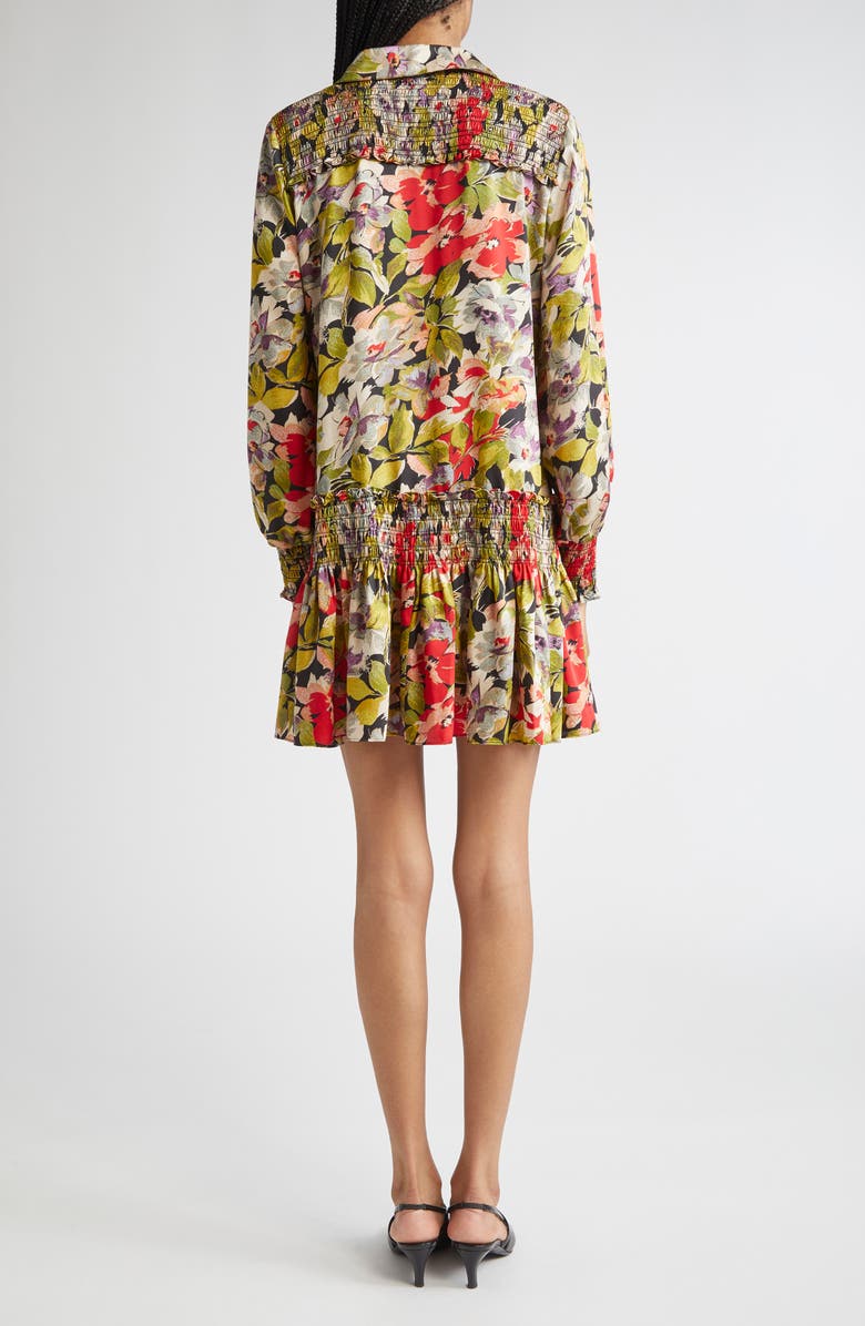 Cinq à Sept Damia Canyon Bloom Long Sleeve Minidress, Alternate, color, Black Multi