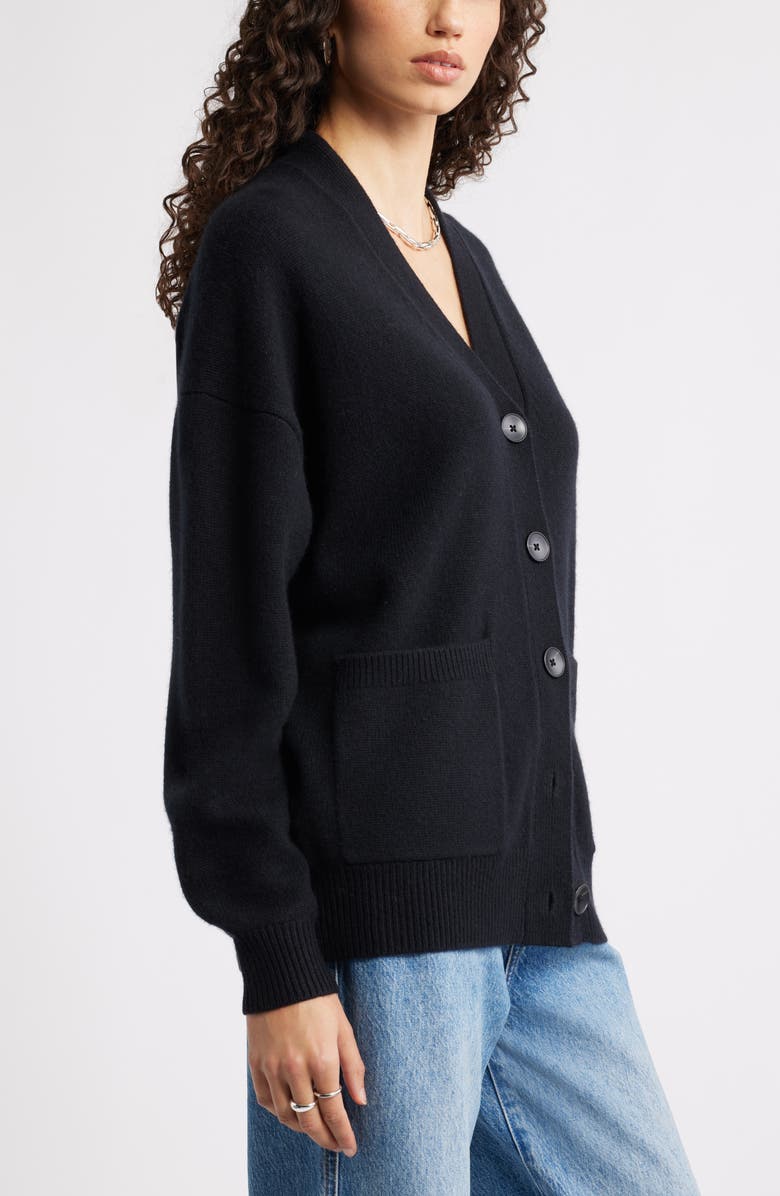 Nordstrom V-Neck Wool & Cashmere Cardigan, Alternate, color, Black Rock
