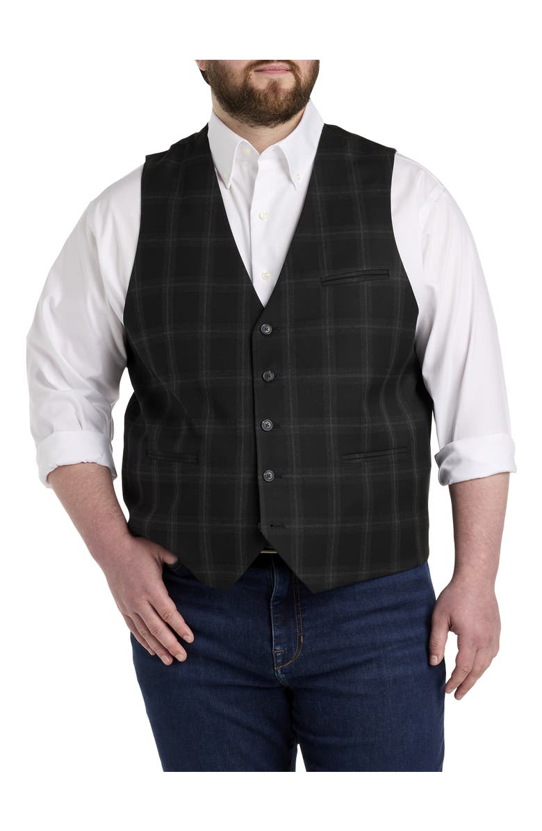Oak Hill Premium by DXL Windowpane Vest, Main, color, Black