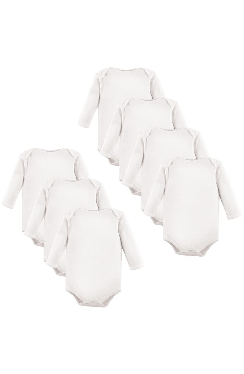 Luvable Friends 7Pk Long Sleeve Bodysuits, Main, color, White