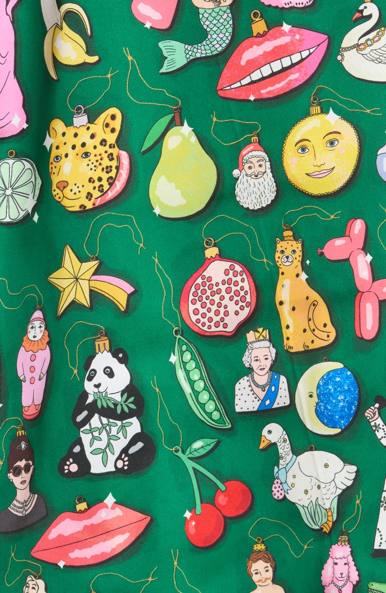 Karen Mabon Christmas Baubles Satin Pajamas, Alternate, color, 