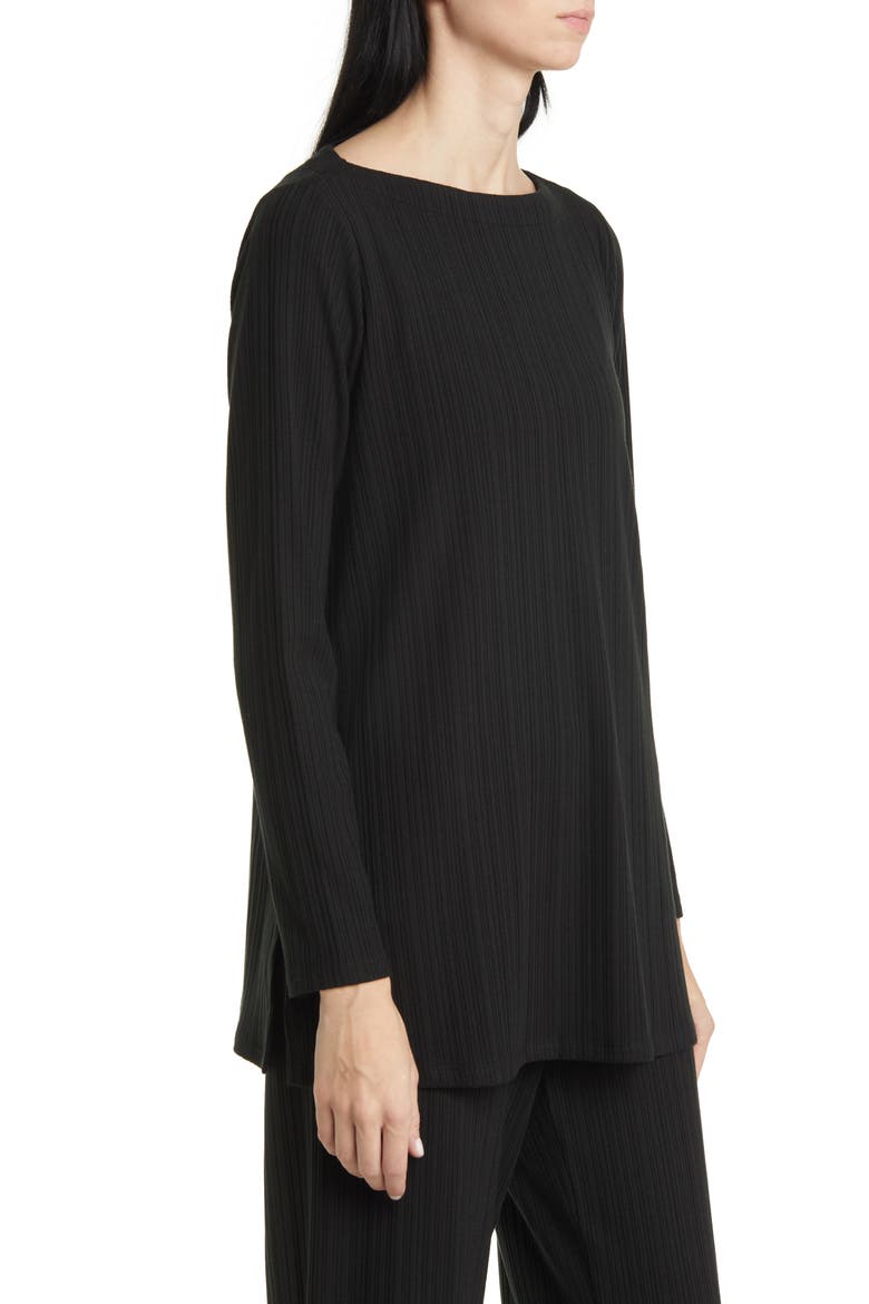 Rib Boat Neck Top, Alternate, color, BLACK
