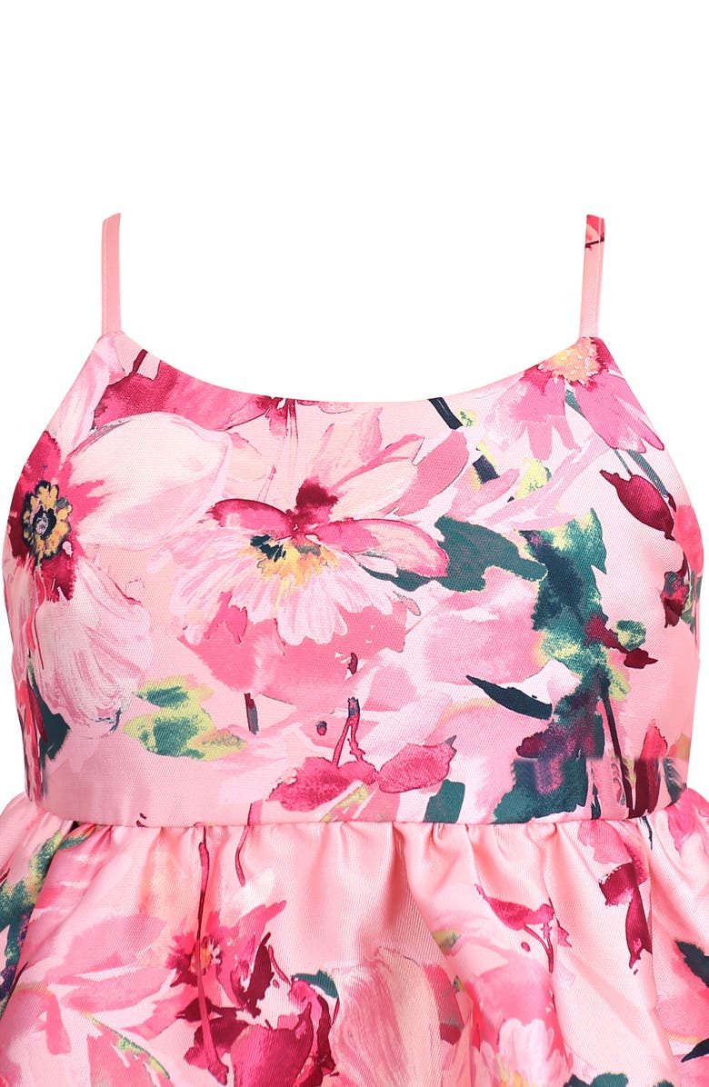 Zunie Kids' Empire Waist Mikado Bubble Party Dress, Alternate, color, Pink Multi