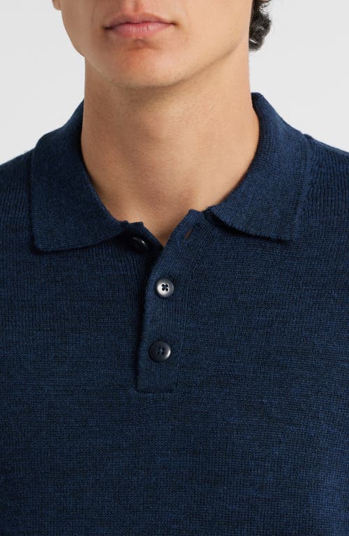 Alex Crane Anchor Merino Wool Polo Sweater In Blue