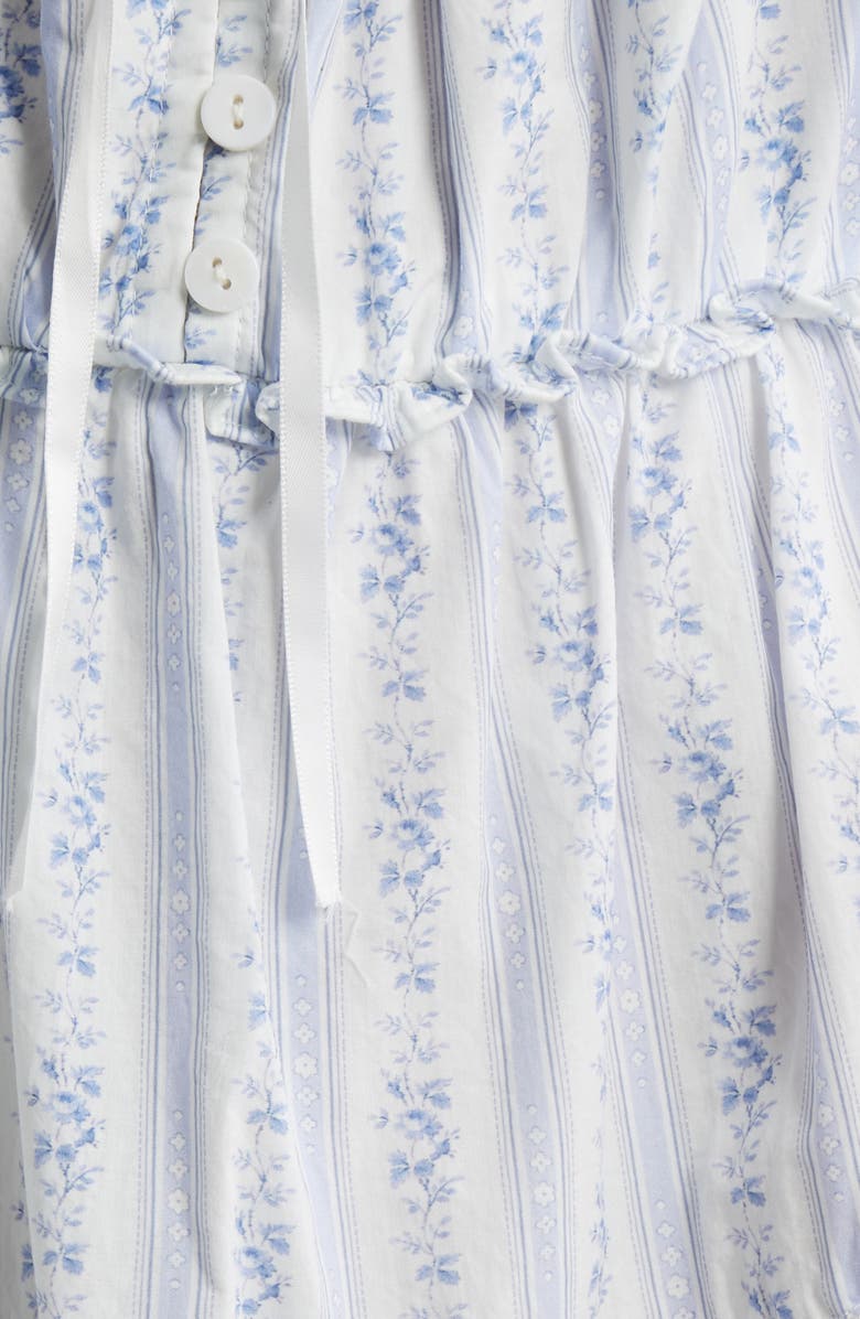 LoveShackFancy Zayan Floral Tiered Cotton Minidress, Alternate, color, Sky Bonnet Blue