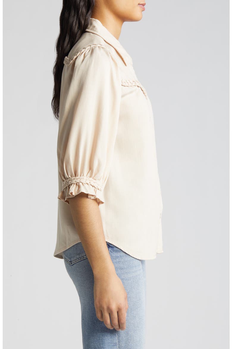 Blouson Sleeve Western Button-Up Shirt, Alternate, color, MACADAMIA