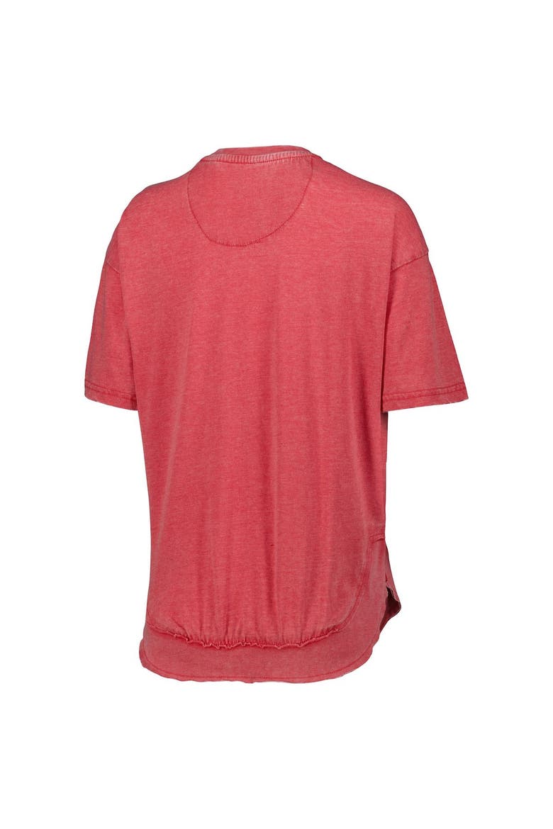 Women's Pressbox Heather Red Wisconsin Badgers Arch Poncho T-Shirt, Alternate, color, Heather Red