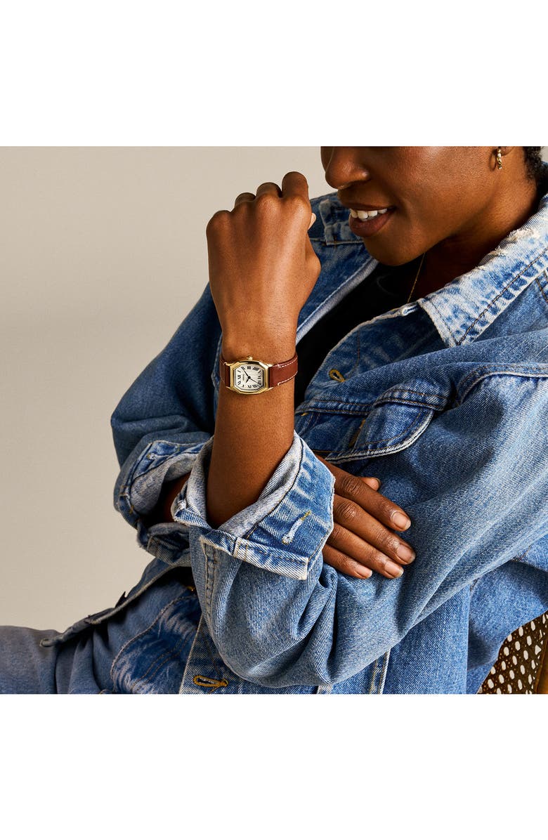 Fossil Harlow Leather Strap Watch, 27mm, Alternate, color, Brown