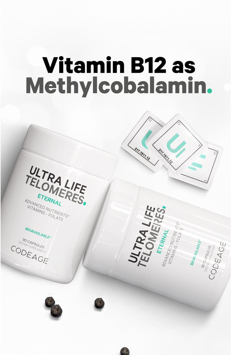 Codeage Ultra Life Telomeres - Folate 5-MTHF, D3 & B12 Supplement, Alternate, color, White