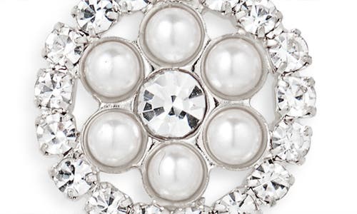 Tasha Crystal & Pearl Heart Drop Earrings In Sliver/white