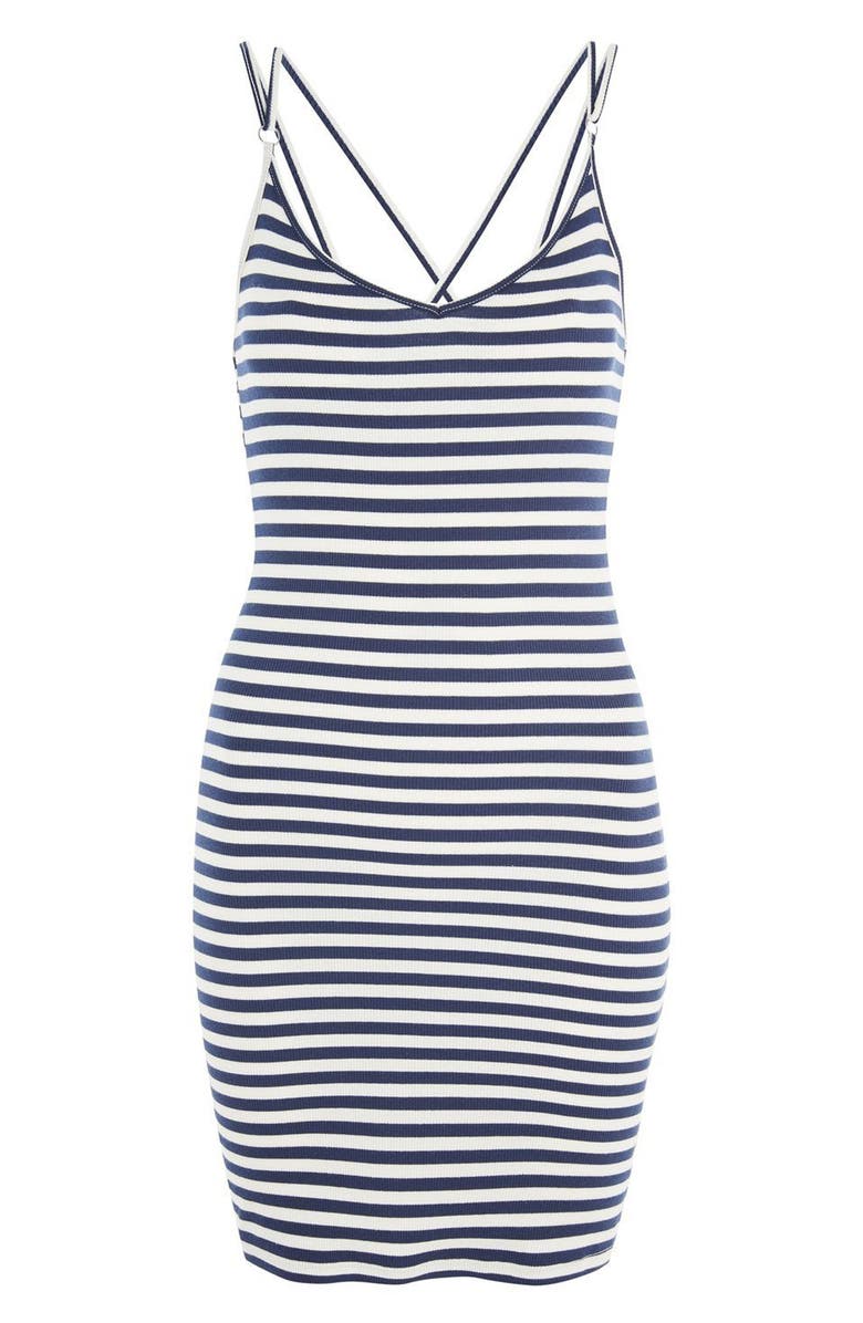 Topshop Stripe Strappy Body-Con Minidress, Alternate, color,