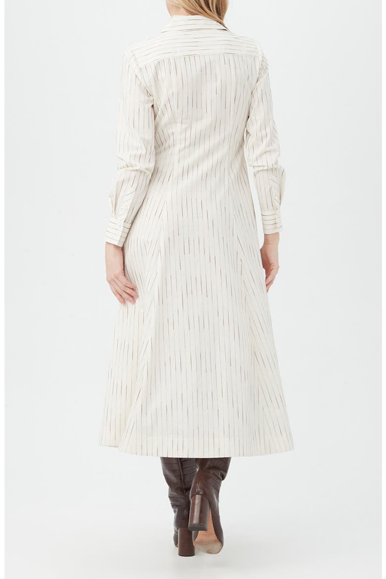 Omari Stripe Long Sleeve Silk & Cotton Blend Shirtdress, Alternate, color, OFF WHITE/ CAMEL
