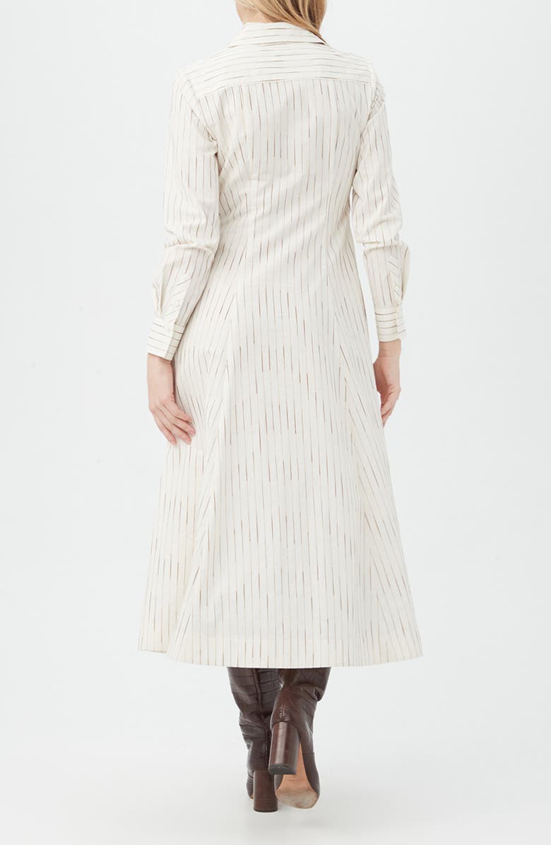 Trina Turk Omari Stripe Long Sleeve Silk & Cotton Blend Shirtdress, Alternate, color, Off White/ Camel
