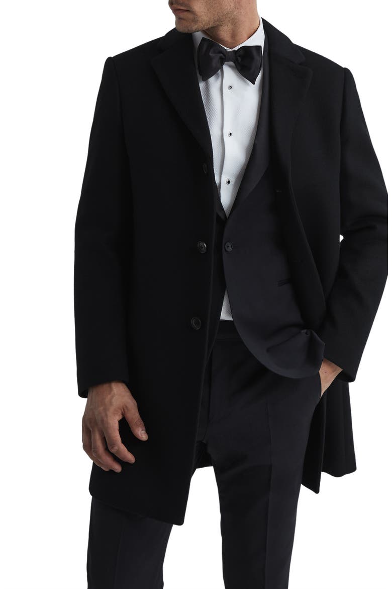 Gable Wool Blend Overcoat, Main, color, BLACK