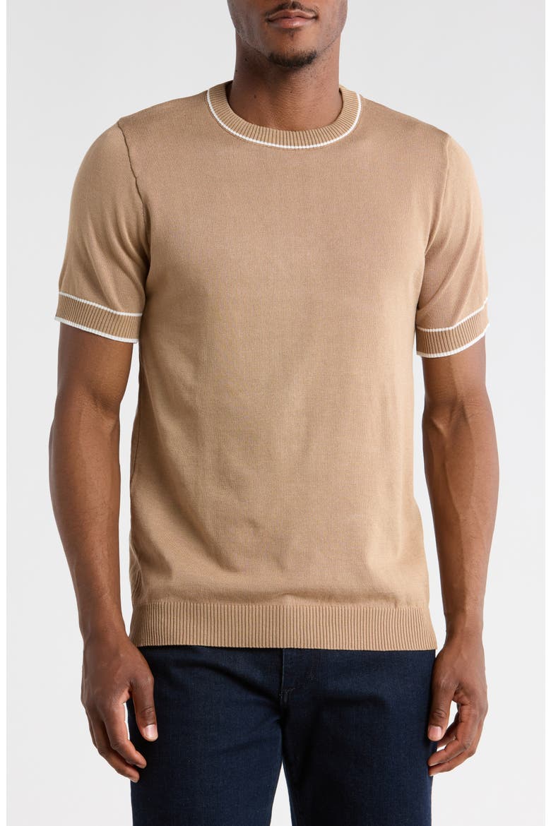Textured Short Sleeve Sweater, Main, color, MOCHA
