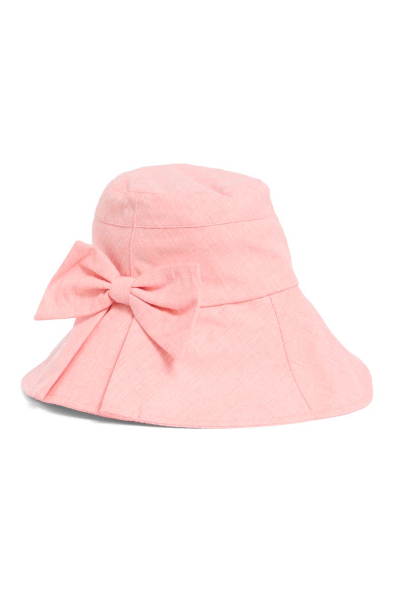 Bow Back Bucket Hat, Alternate, color, CORAL