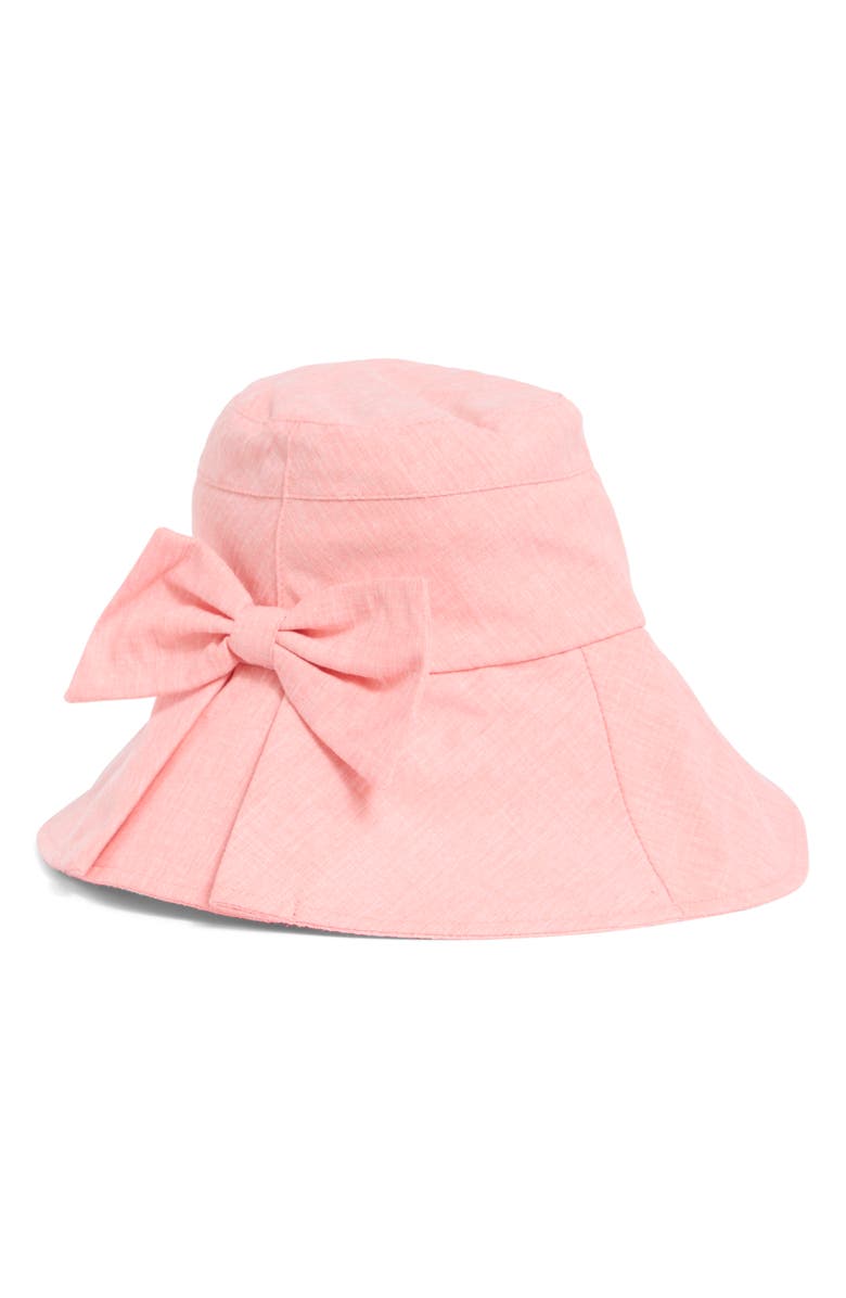 Nine West Bow Back Bucket Hat, Alternate, color, Coral