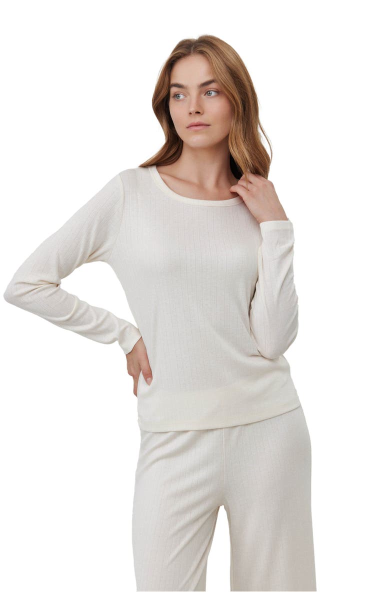 Gottex Beach Life Daydream Pointelle Loungewear Top, Main, color, Cream