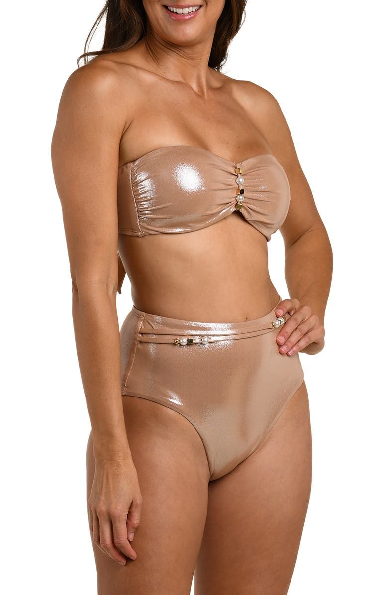 La Blanca Sand Bandeau Bikini Top, Alternate, color, Sand