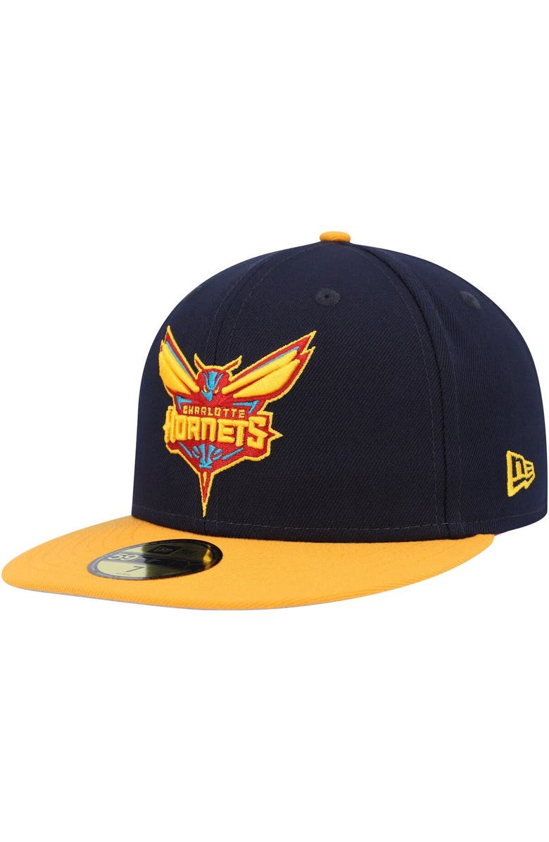 New Era Men's New Era Navy/Gold Charlotte Hornets Midnight 59FIFTY Fitted Hat, Alternate, color, 