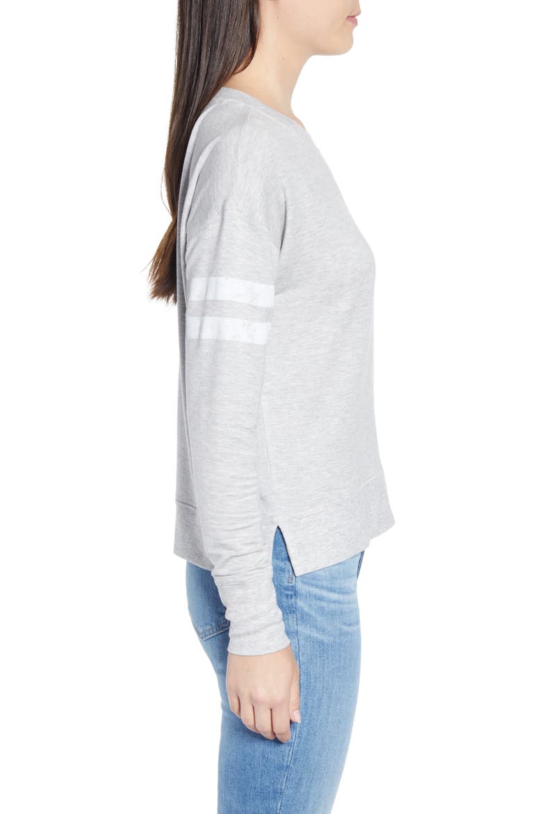 Varsity Stripe Sweatshirt, Alternate, color, GRAY HEATHER