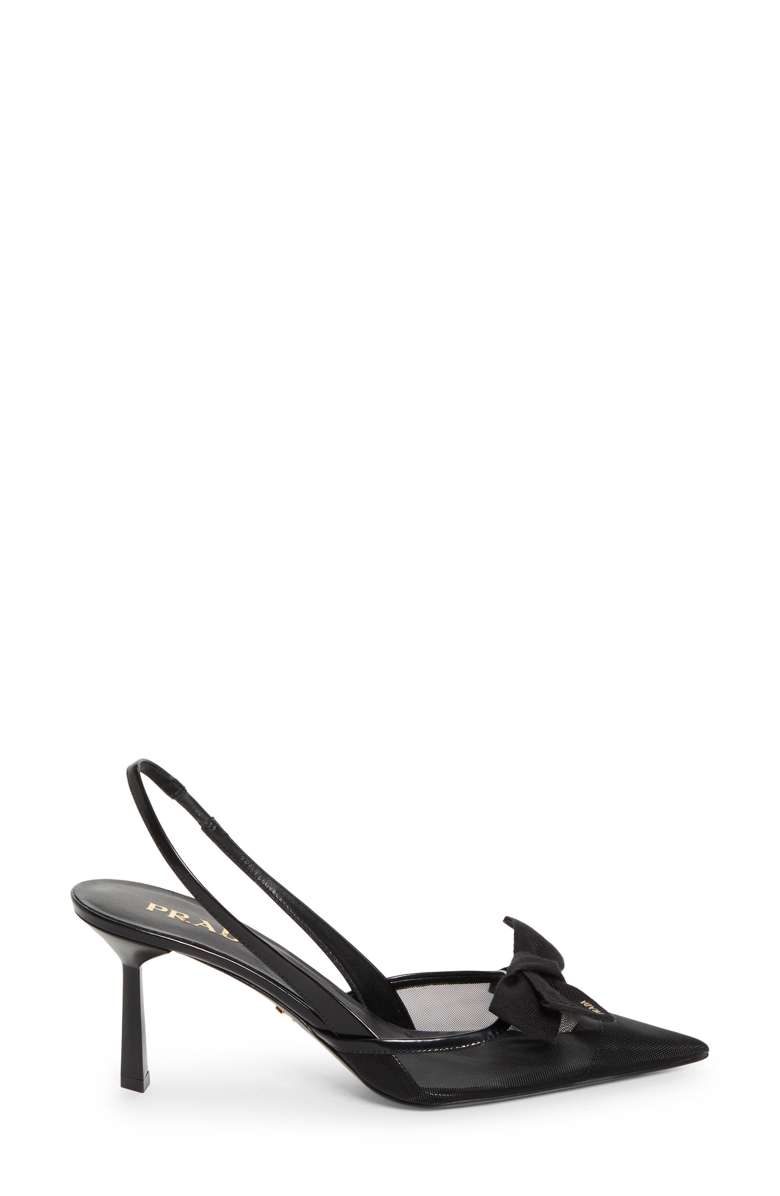 Prada Mesh Bow Slingback Pump, Alternate, color, Nero