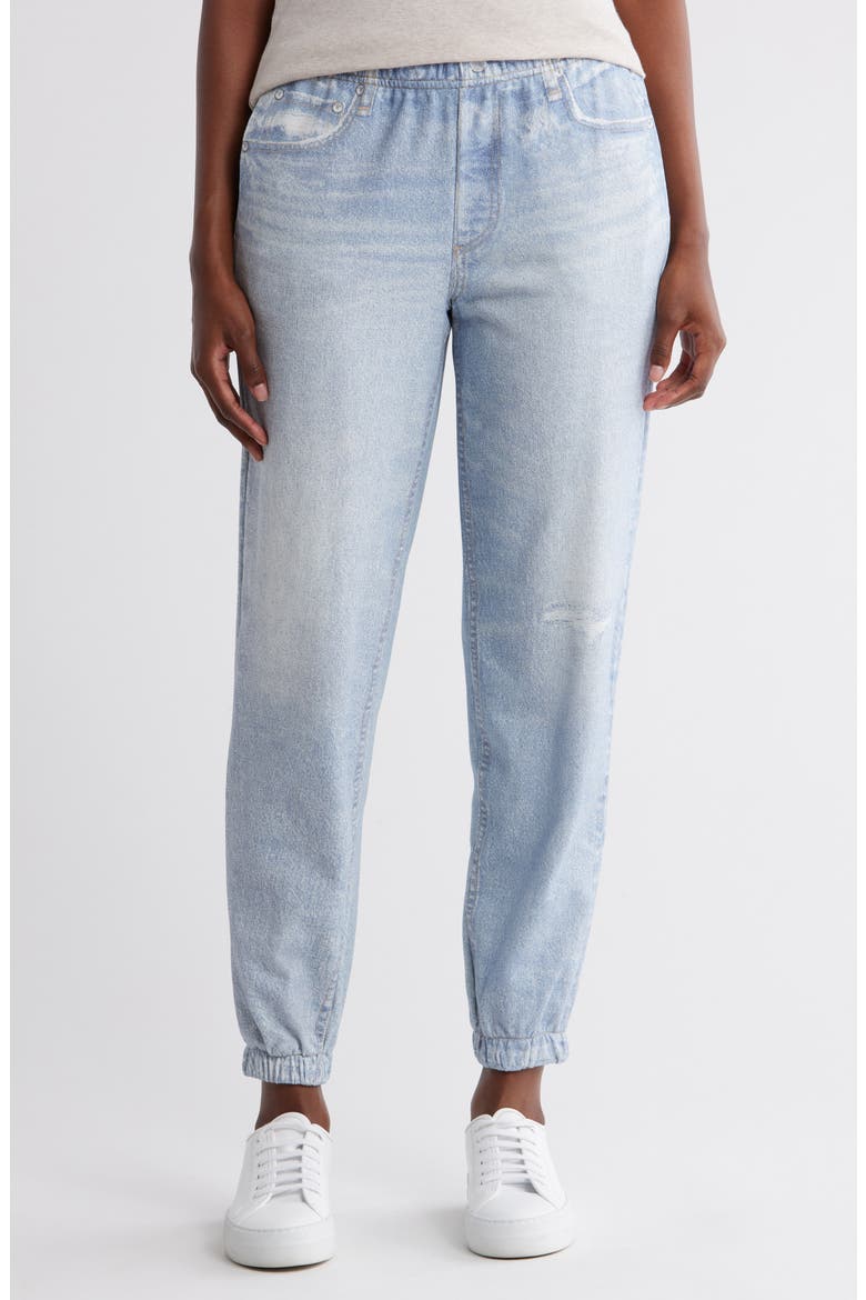 Mirage Denim Printed French Terry Joggers, Main, color, LIGHT WASH