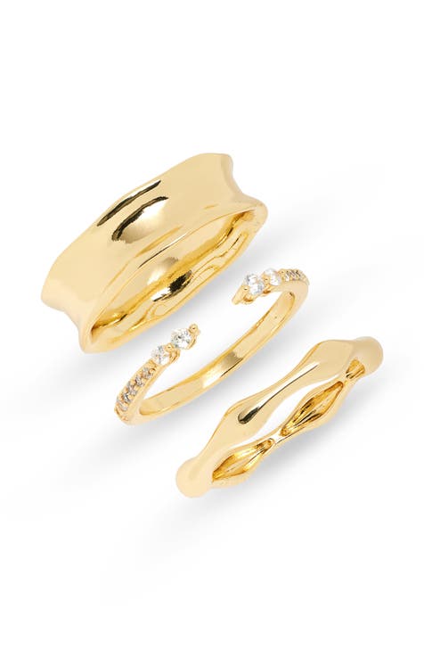 Set of 3 Assorted CZ Embellished Rings