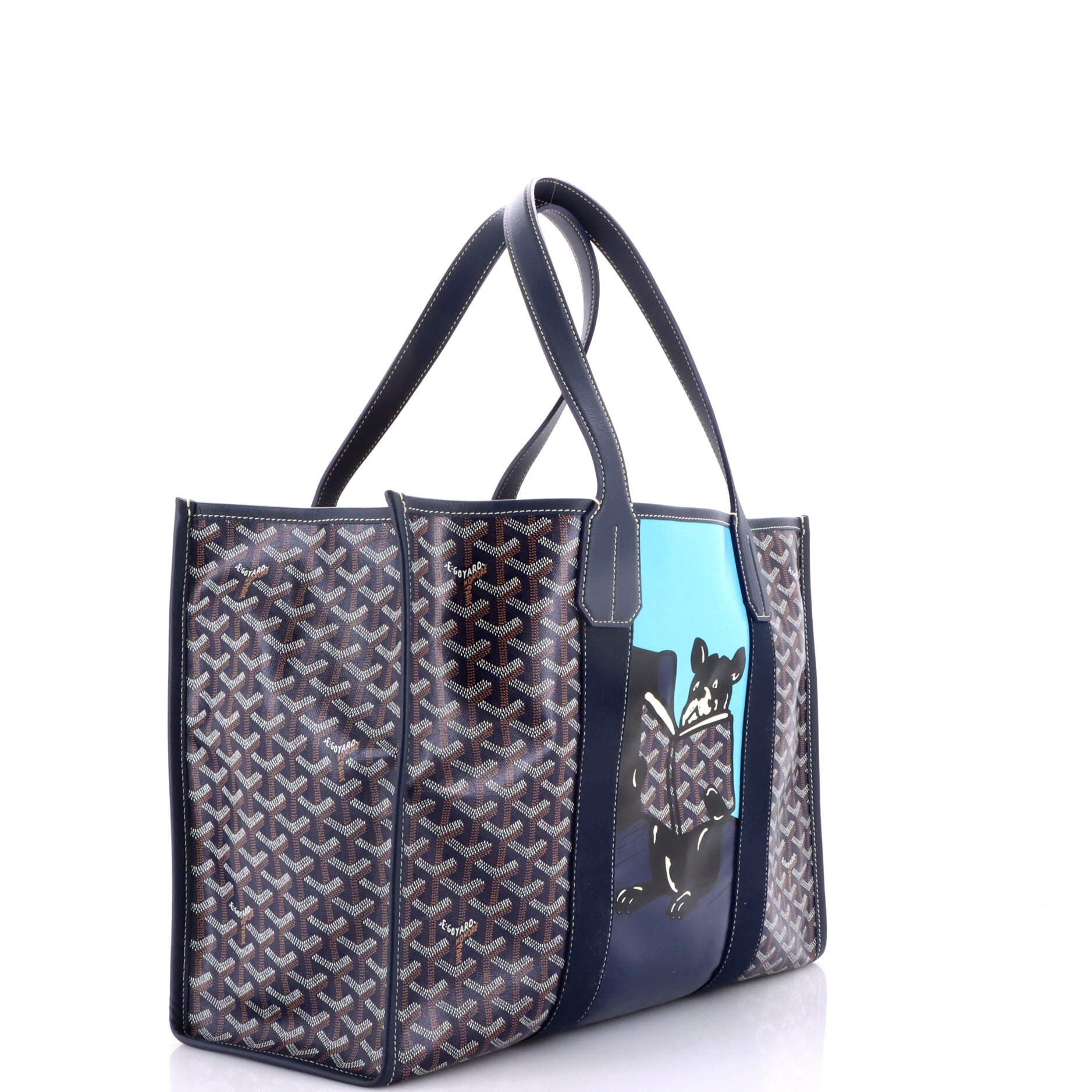 Pre-Owned Goyard Villette Tote Printed Coated Canvas MM, Alternate, color, Blue