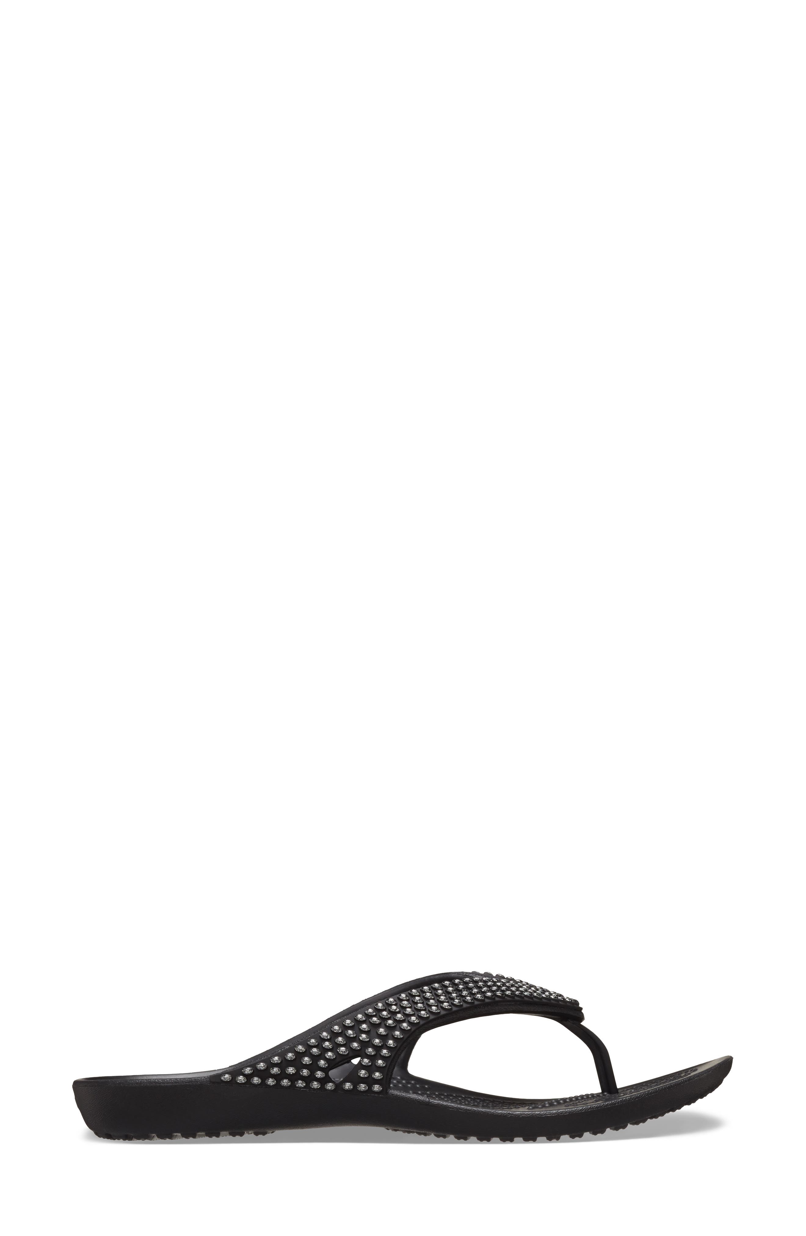 CROCS Kadee II Rhinestone Flip Flop Sandal, Alternate, color, Black