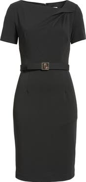 Anne Klein Asymmetric Neck Scuba Crepe Sheath Dress