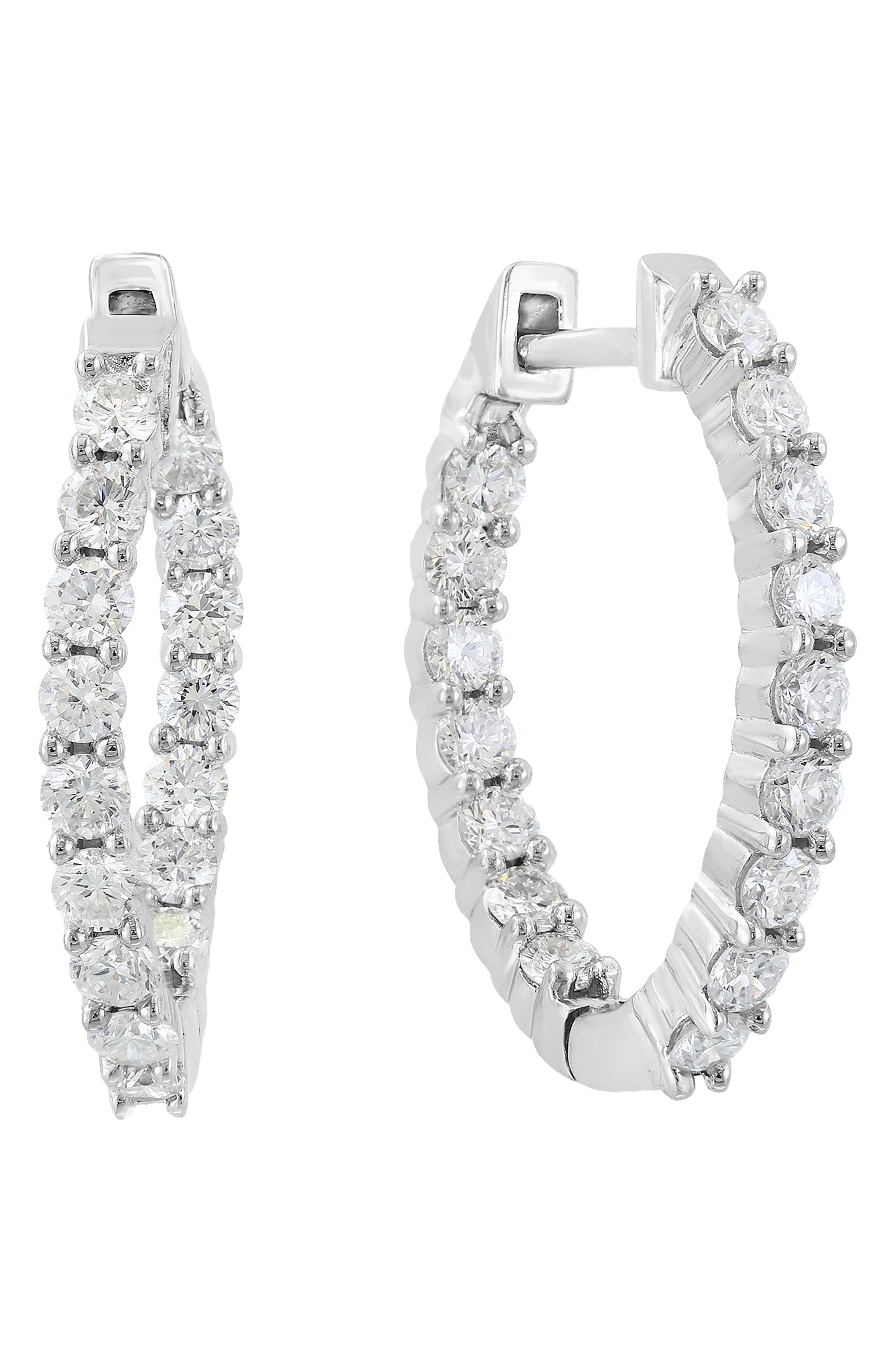 Sterling Silver Lab Grown Diamond Hoop Earrings