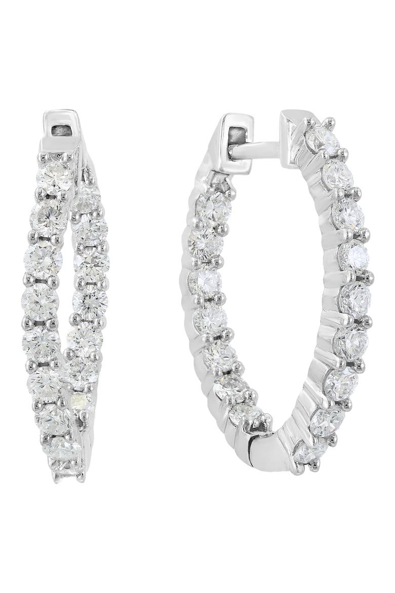 Sterling Silver Lab Grown Diamond Hoop Earrings, Main, color, SILVER