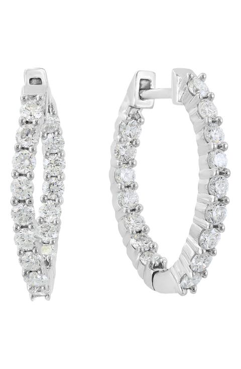 Sterling Silver Lab Grown Diamond Hoop Earrings