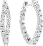 EFFY Sterling Silver Lab Grown Diamond Hoop Earrings