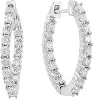 EFFY Sterling Silver Lab Grown Diamond Hoop Earrings