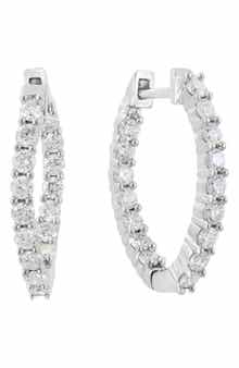 Sterling Silver Lab Grown Diamond Hoop Earrings