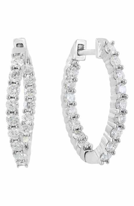 Sterling Silver Lab Grown Diamond Hoop Earrings