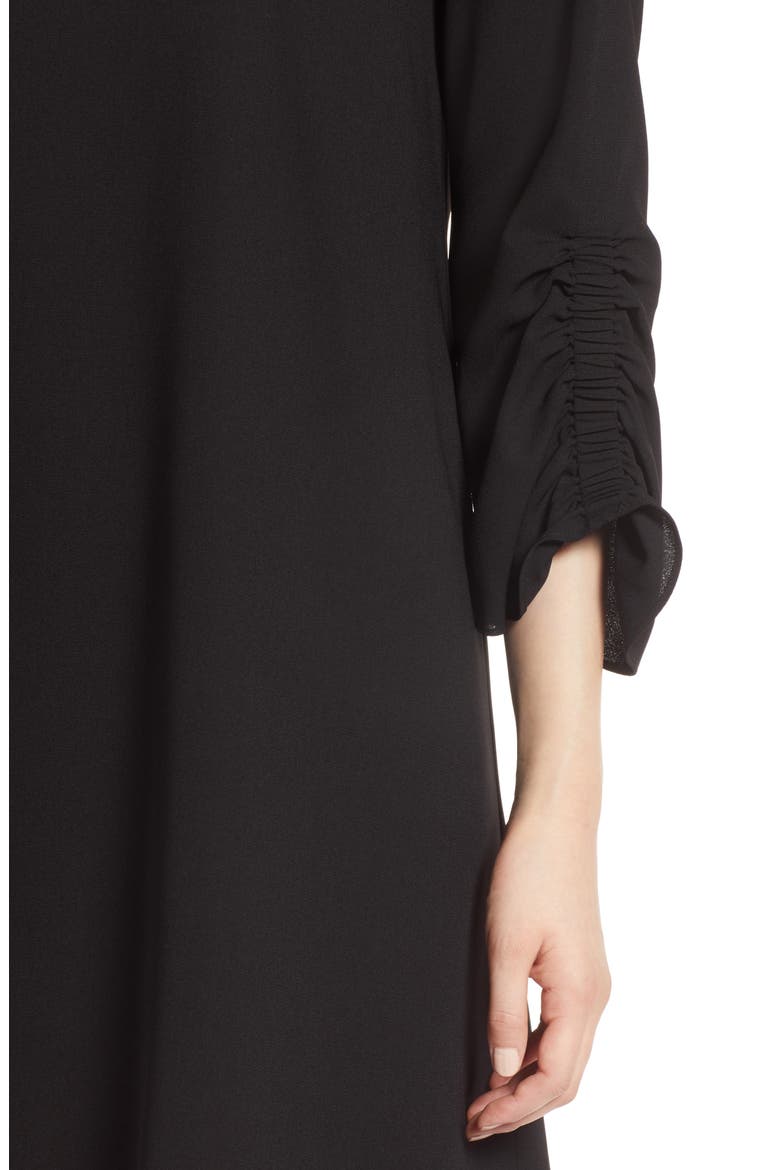 Ruched Sleeve Swing Dress, Alternate, color, BLACK