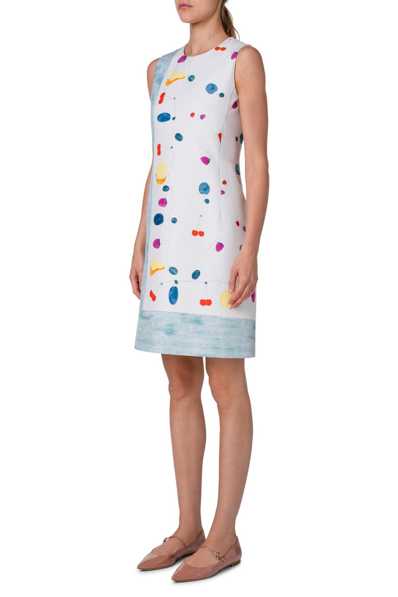 Fruit Print Cotton & Silk Blend Sheath Dress, Alternate, color, GREIGE-MULTICOLOR