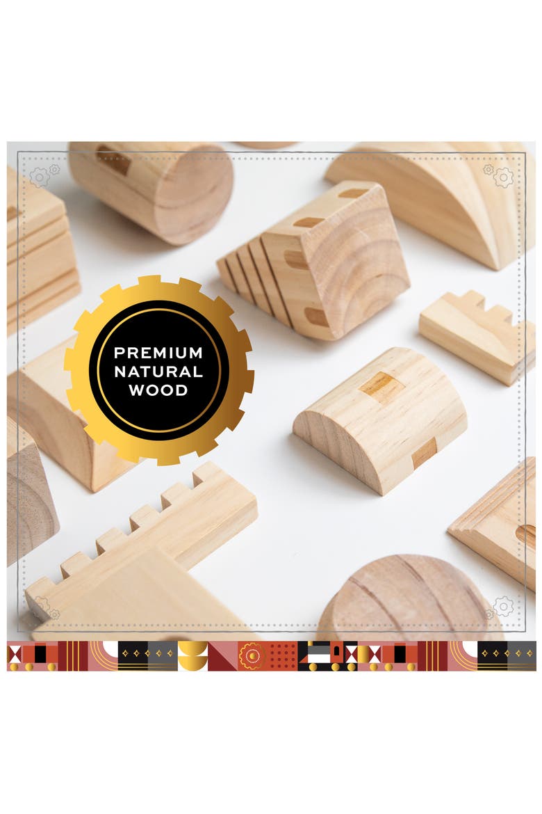 150-Piece Wood Castle Building Block Set, Alternate, color, BEIGE