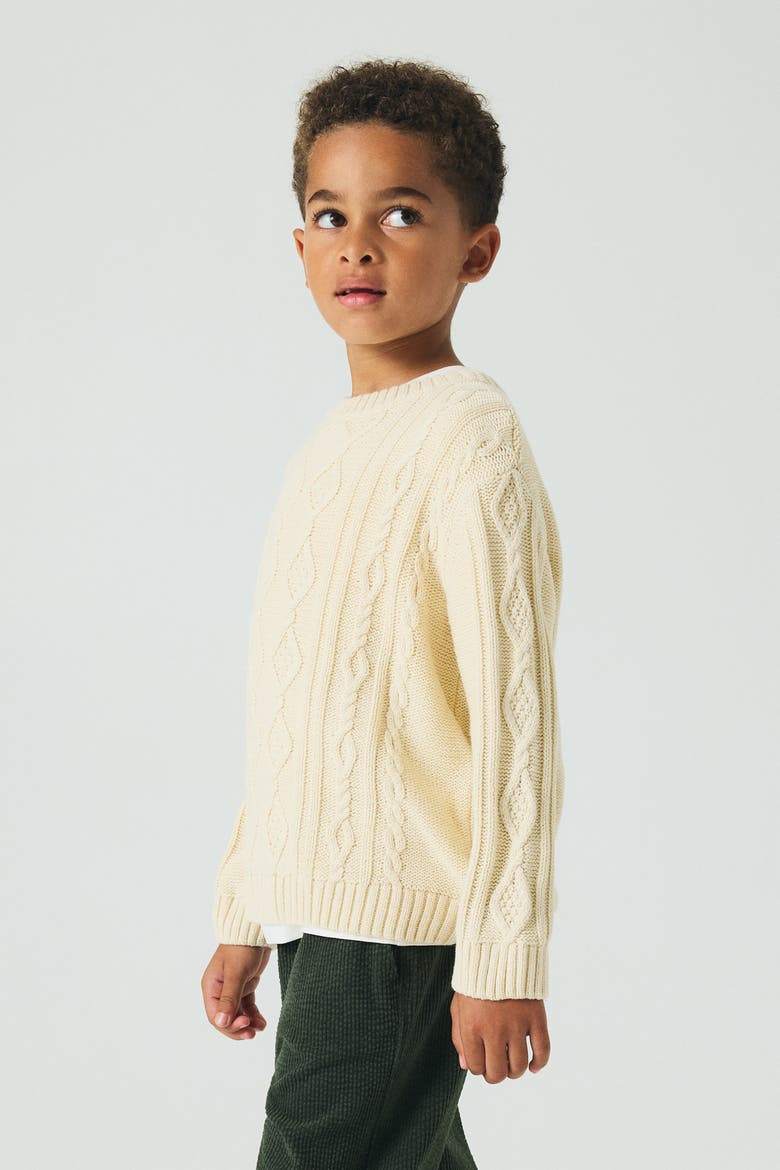 Cable-knit Jumper, Main, color, Light beige