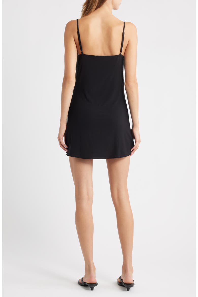 The Chloe Lace Trim Mini Slipdress, Alternate, color, BLACK