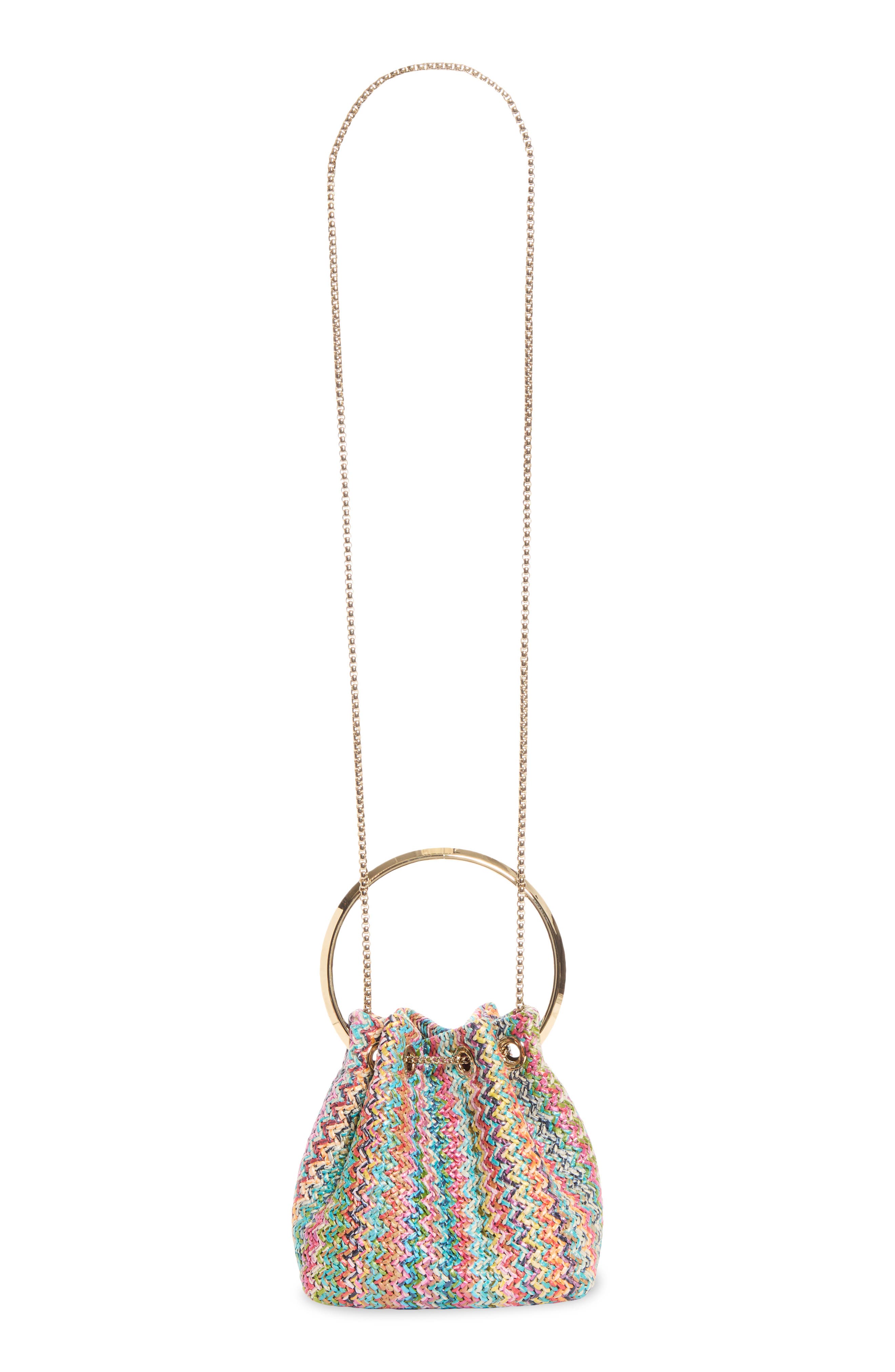Bon Bon Woven Straw Bucket Bag, Alternate, color, MULTI/ LIGHT GOLD